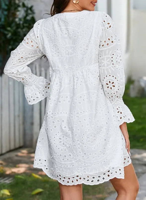 Kirelle - Rochie cu Fustă V-Neck Respirabilă