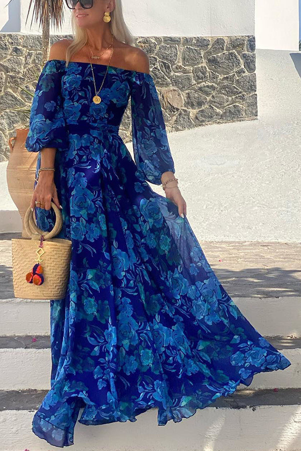 Calista | Rochie Maxi Florală cu Umeri Decupați