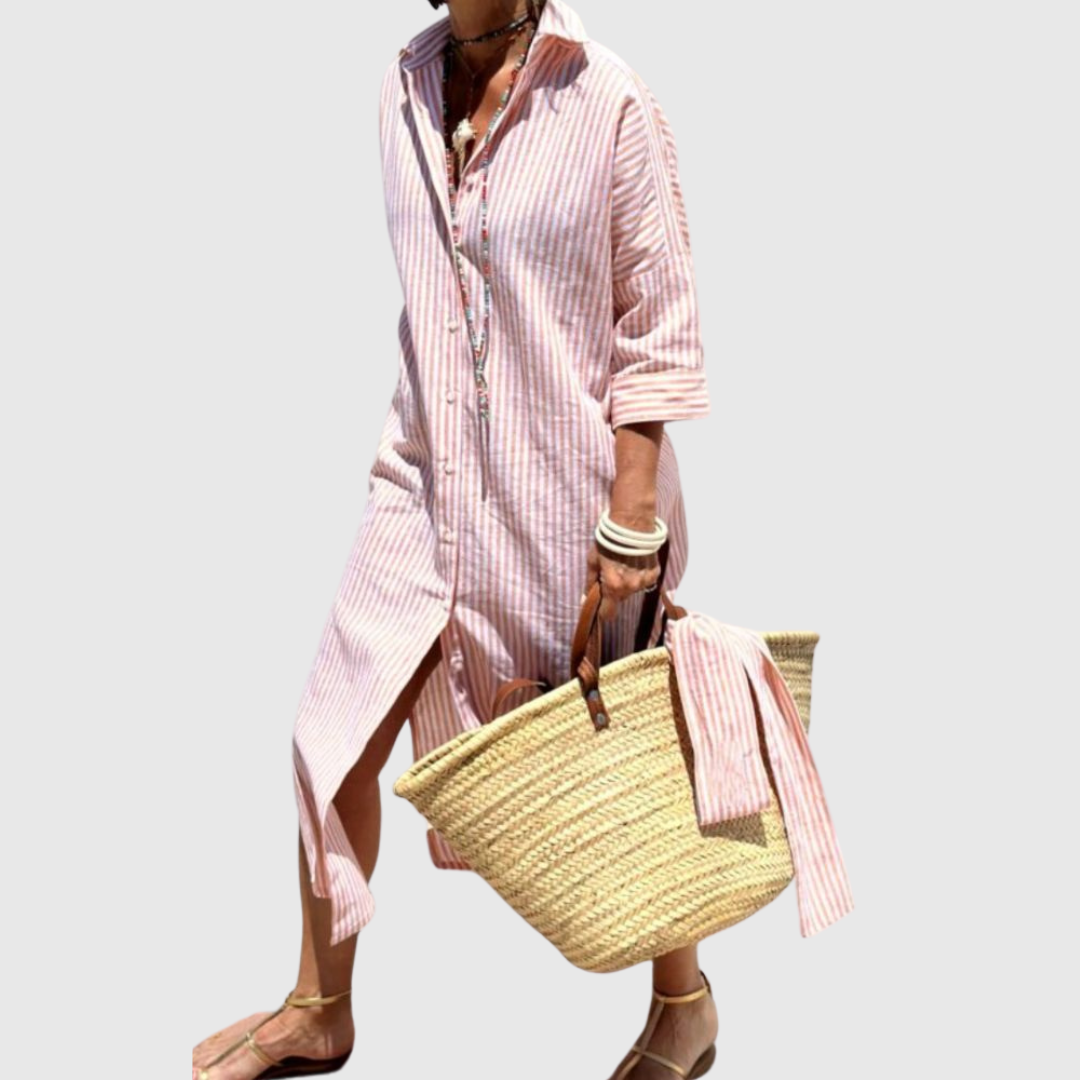Elodie - Rochie Camasa Chic cu Dungi