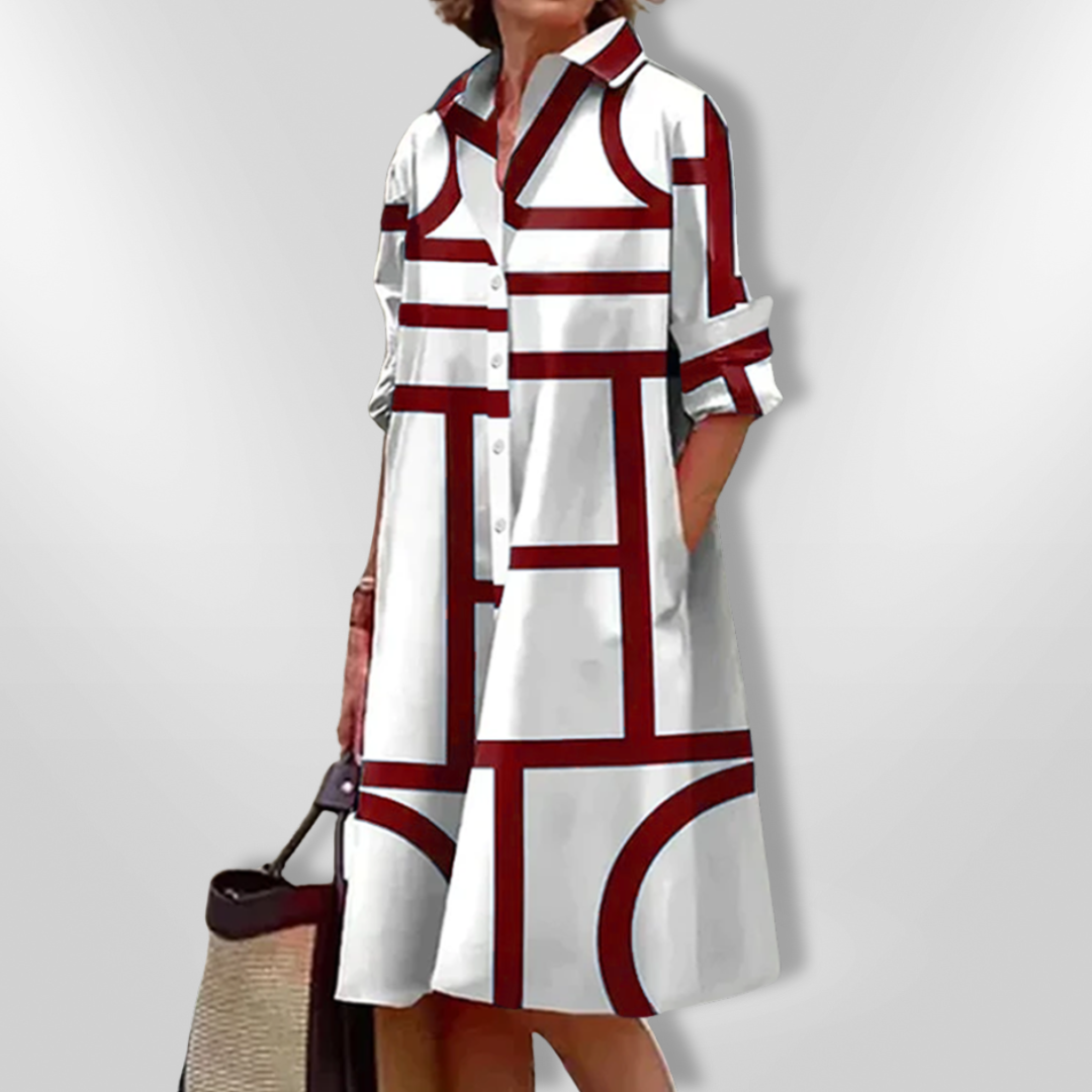 Helen | Rochie midi cu model geometric