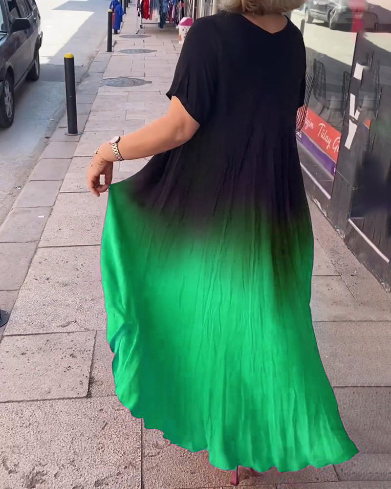 Joan - Rochie Maxi Flowy cu Gradient de Vară