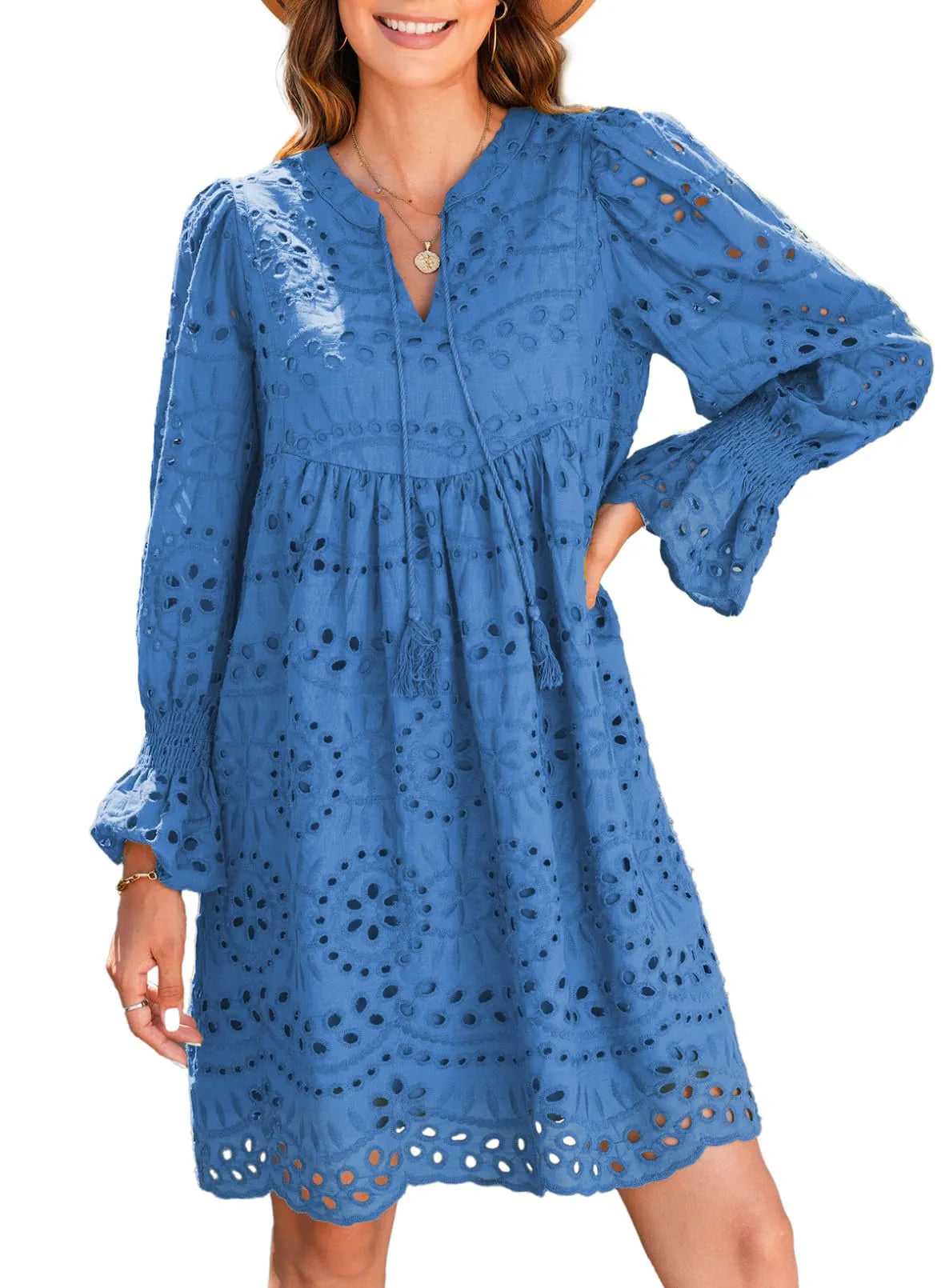 Kirelle - Rochie cu fustă V-neck respirabilă