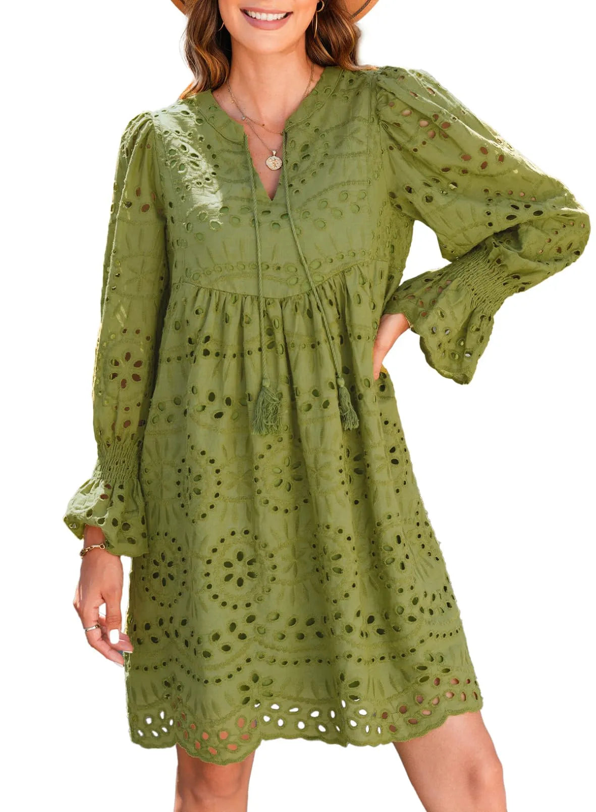 Kirelle - Rochie cu fustă V-neck respirabilă