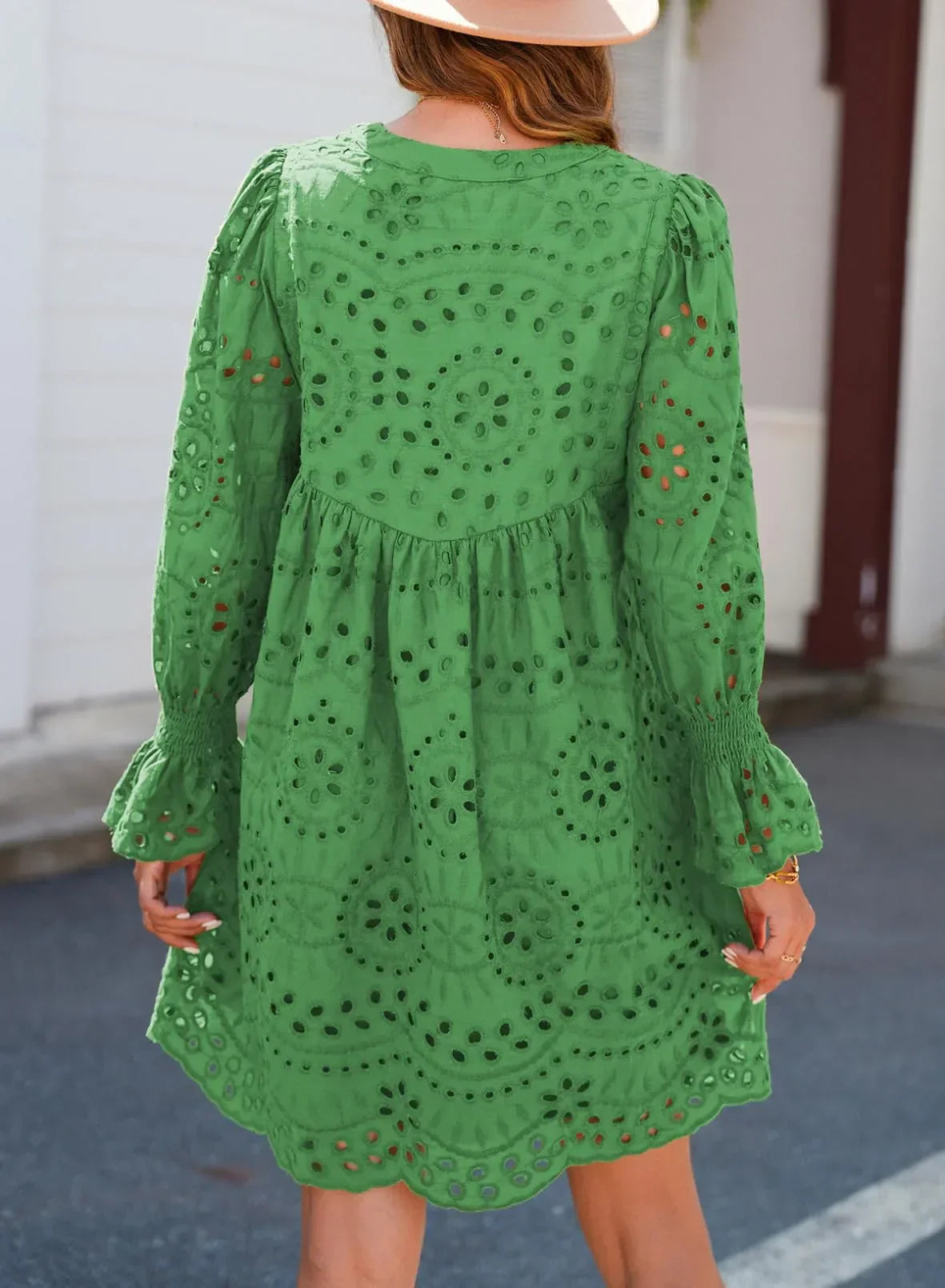 Kirelle - Rochie cu fustă V-neck respirabilă