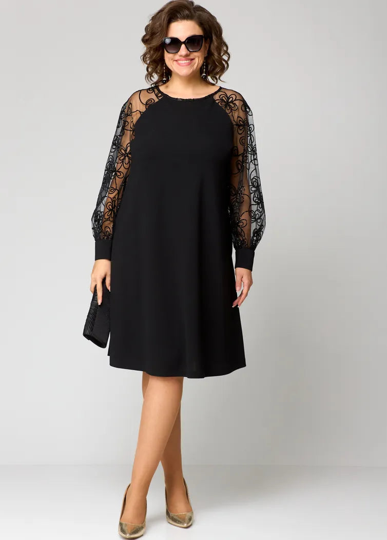 Elara - Rochie cu Mâneci din Dantelă