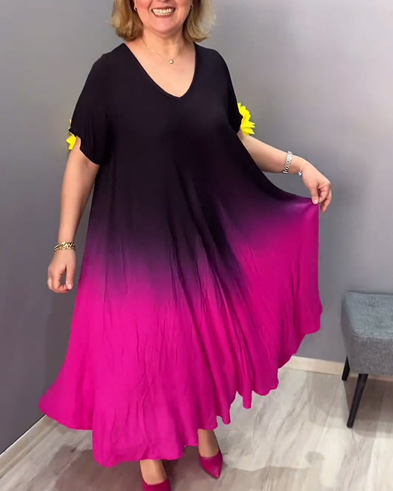 Joan - Rochie Maxi Flowy cu Gradient de Vară