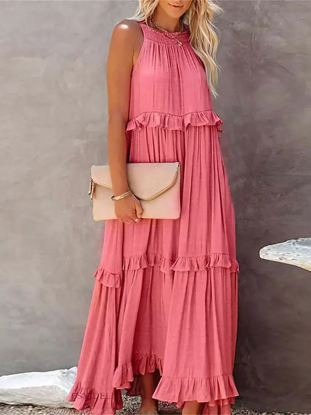 Landry - Rochie fără mâneci cu volane elegante
