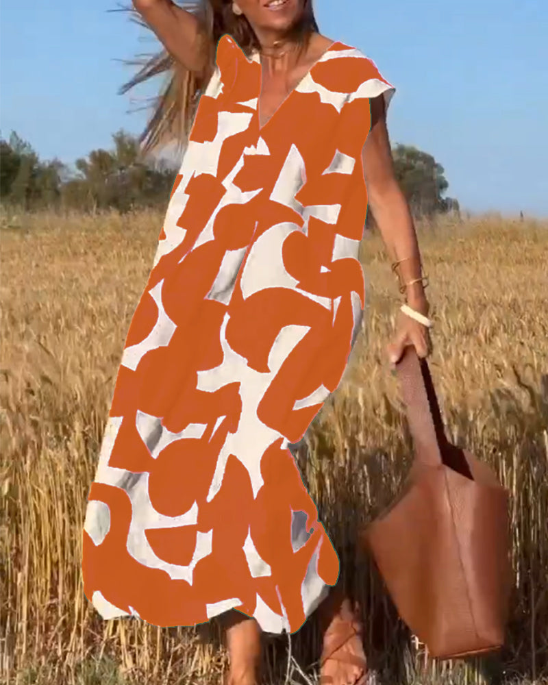Elowen - Rochie fără mâneci cu imprimeu geometric neregulat