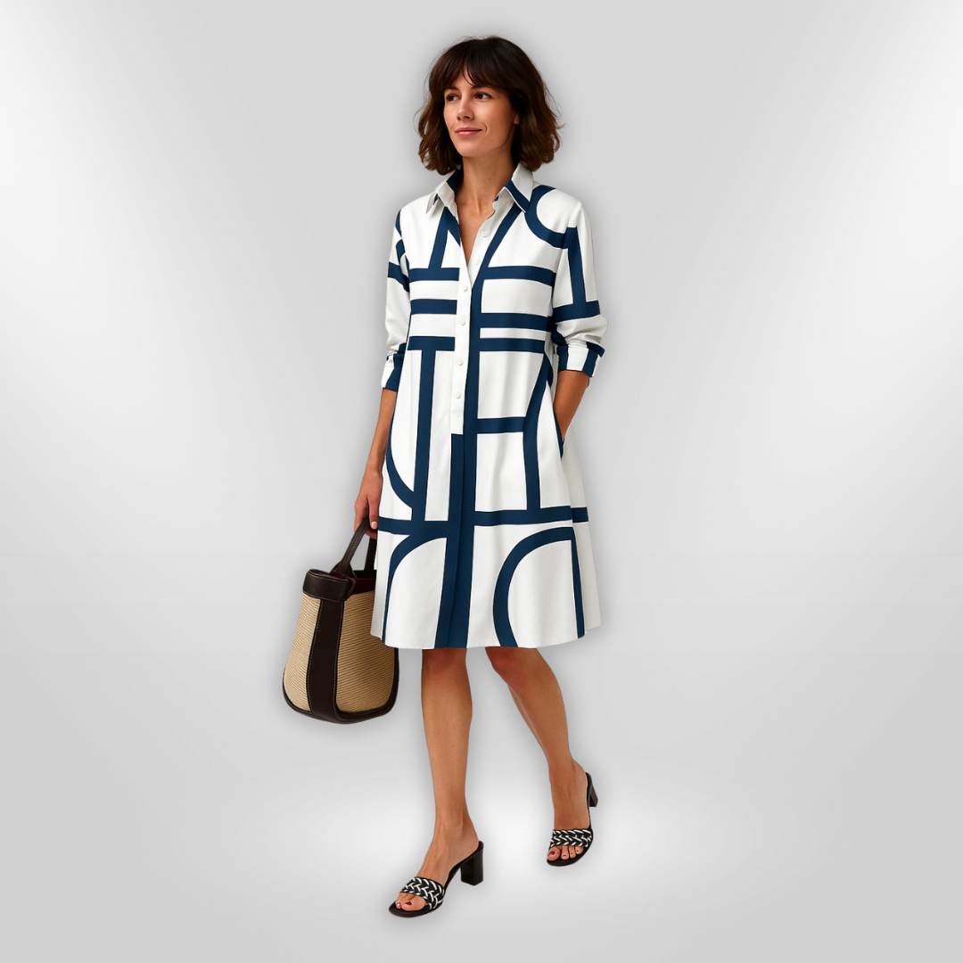 Helen | Rochie midi cu model geometric