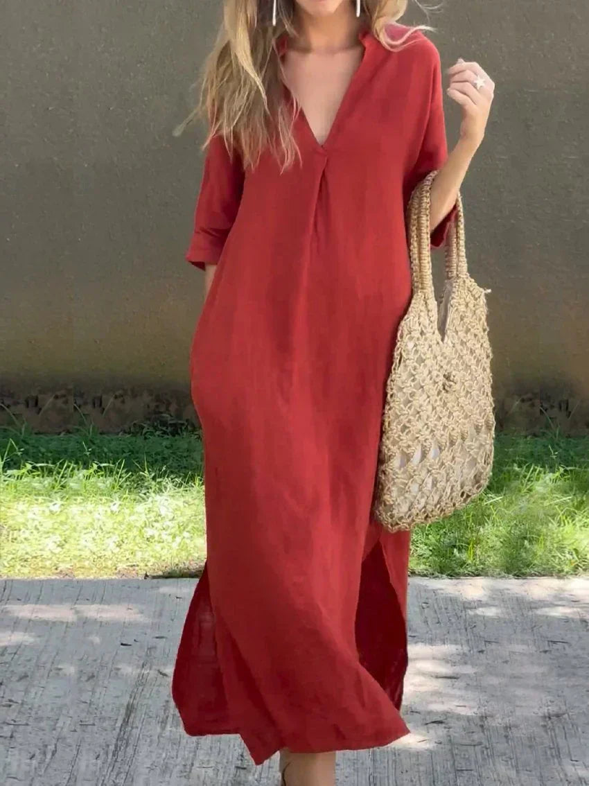 Alexa - Rochie Maxi de Vară cu Decolteu în V