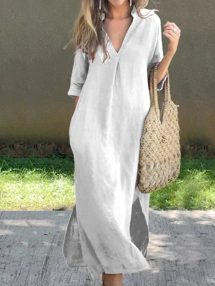 Alexa - Rochie Maxi de Vară cu Decolteu în V