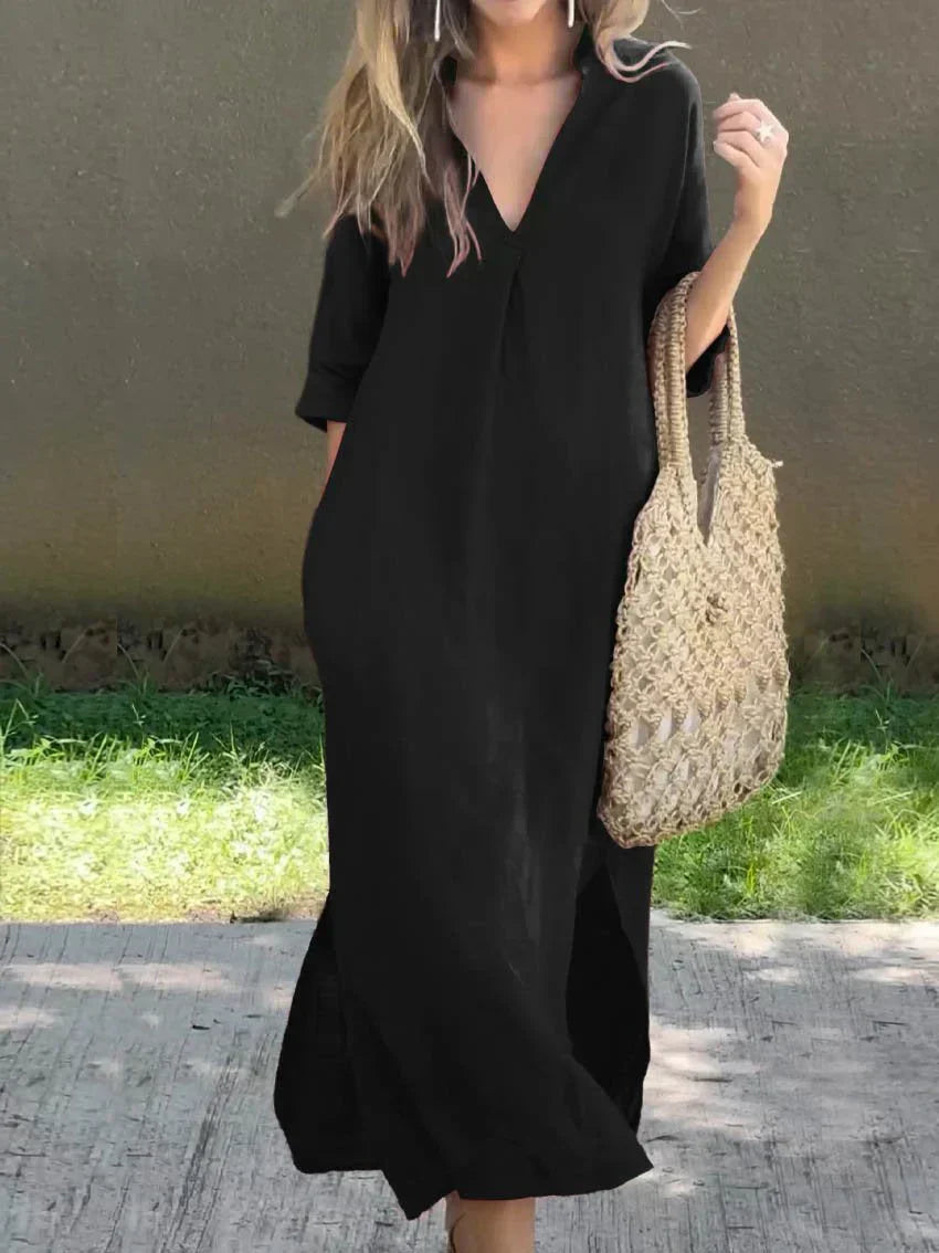 Alexa - Rochie Maxi de Vară cu Decolteu în V