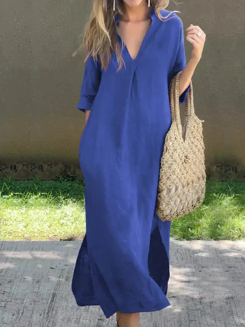 Alexa - Rochie Maxi de Vară cu Decolteu în V