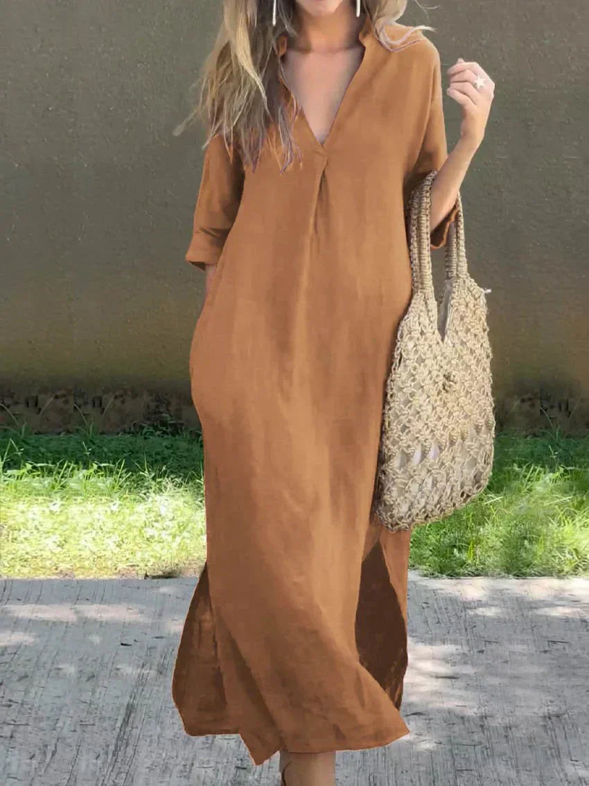 Alexa - Rochie Maxi de Vară cu Decolteu în V
