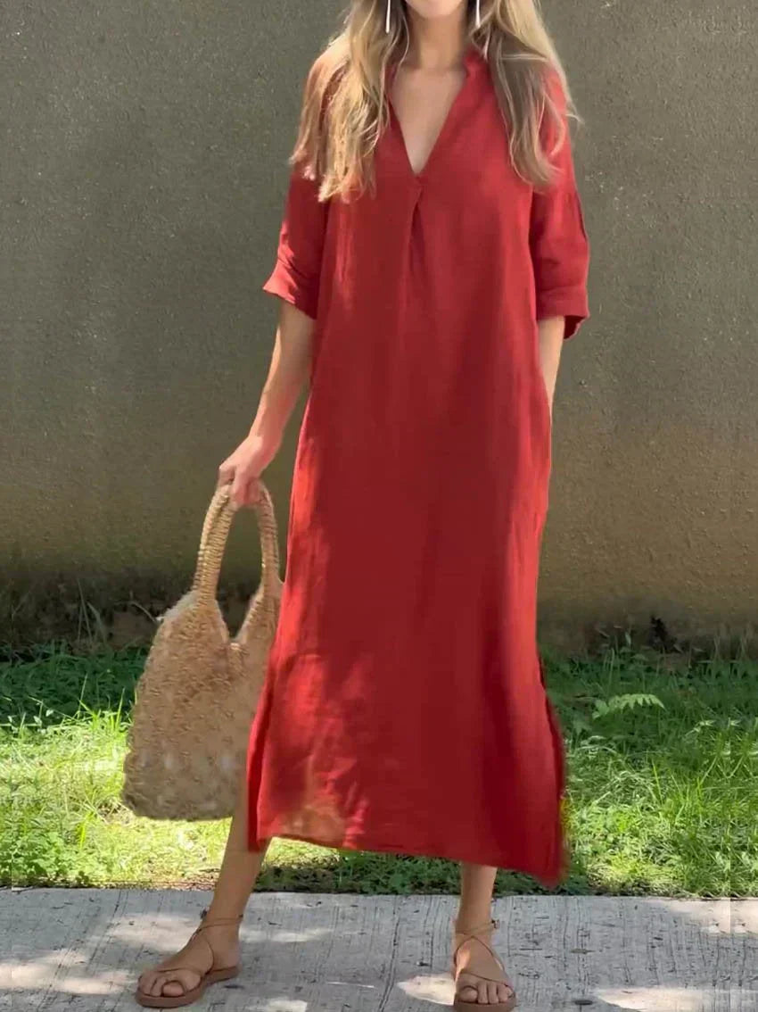 Alexa - Rochie Maxi de Vară cu Decolteu în V