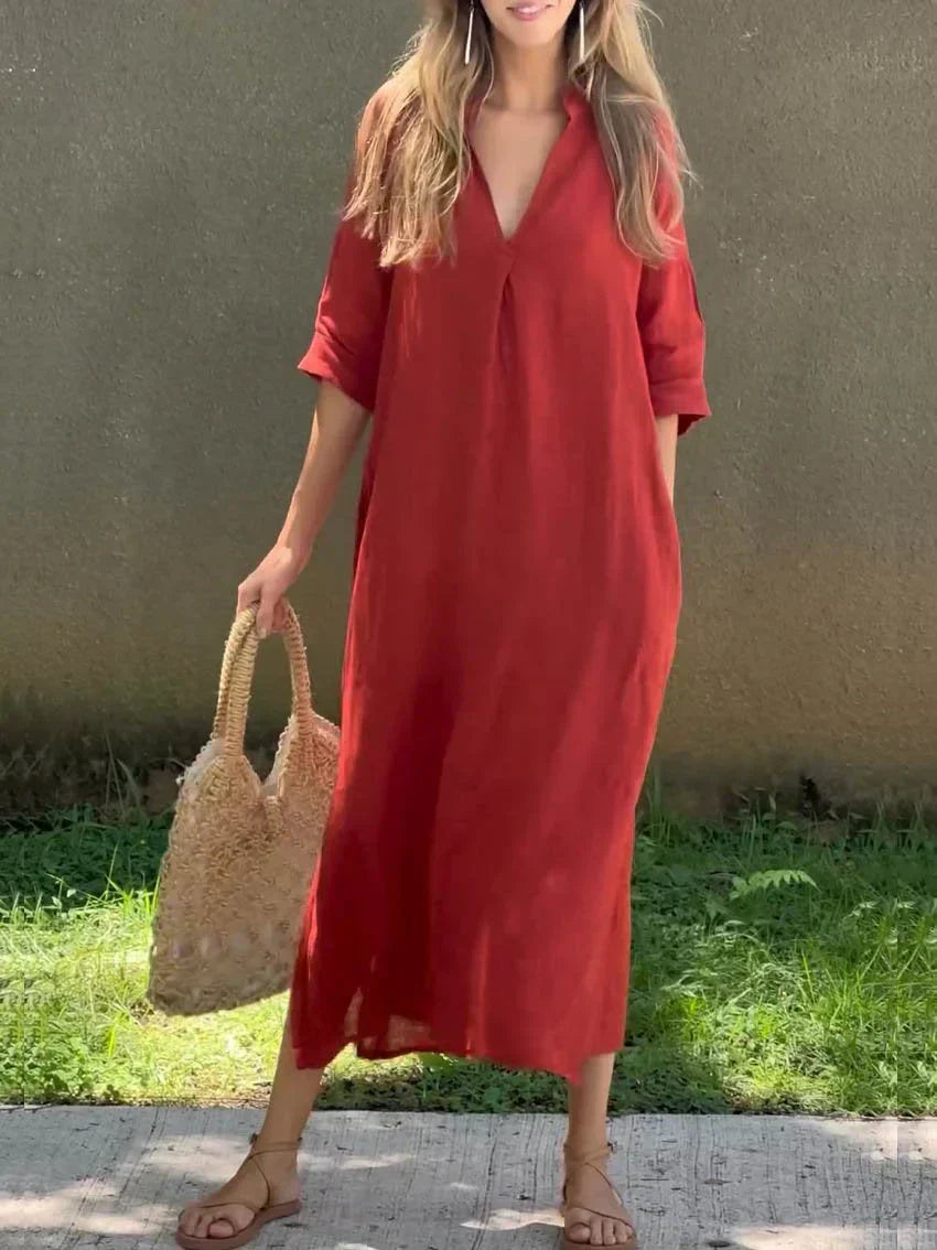 Alexa - Rochie Maxi de Vară cu Decolteu în V