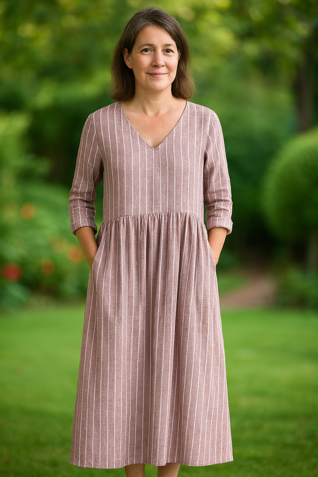 Dabria - Rochie Casual Clasică cu Dungi