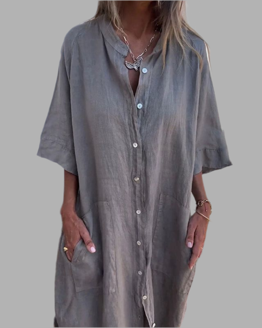 Lotte | Rochie cămașă lejeră în stil Ibiza, lungime până la gleznă