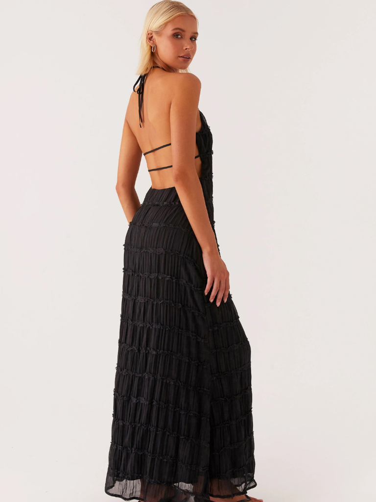 Cyara – Rochie de Damă Maxi Neagră Elegantă Halter