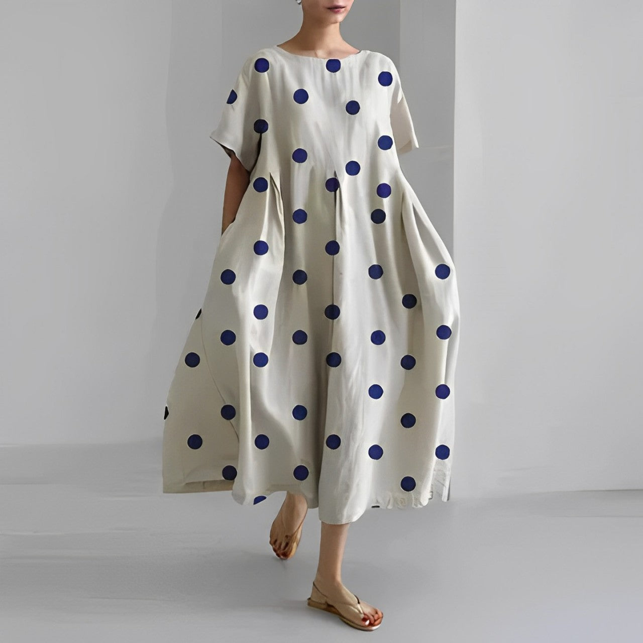 Daisy - Rochie Maxi Loose cu Mâneci Mari Retro