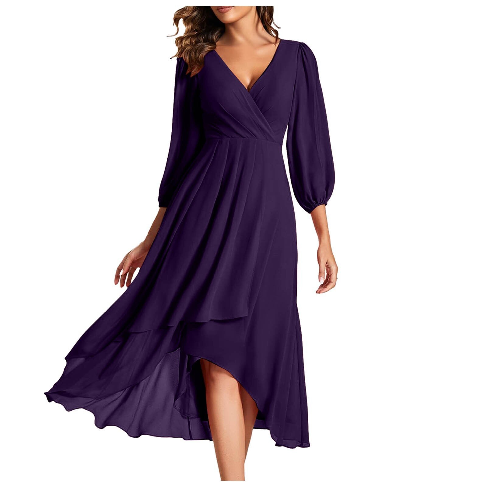 Avenya – Rochie Midi de Damă Elegantă cu Decolteu în V