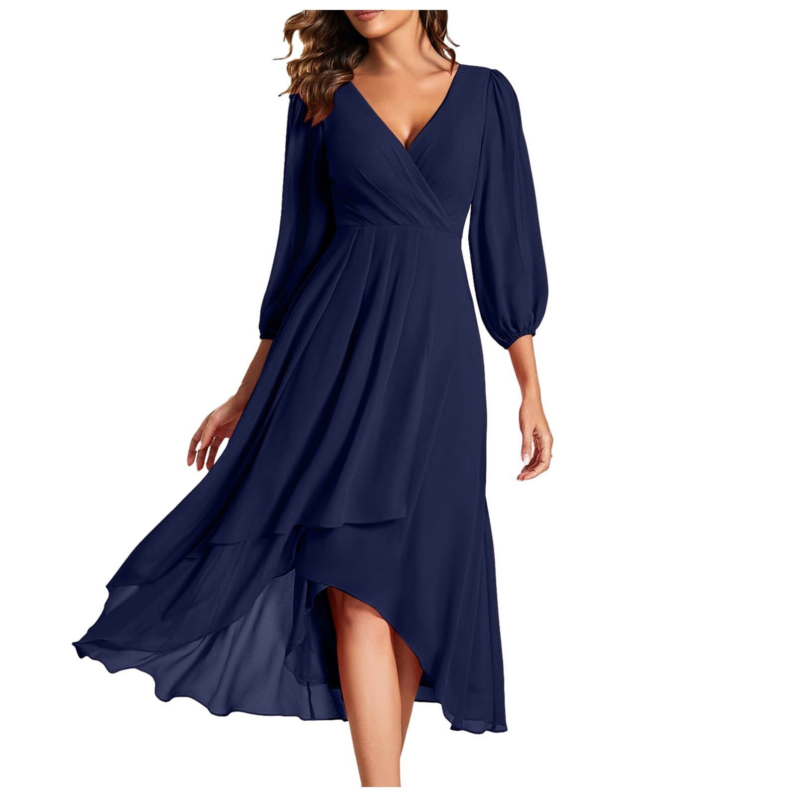 Avenya – Rochie Midi de Damă Elegantă cu Decolteu în V