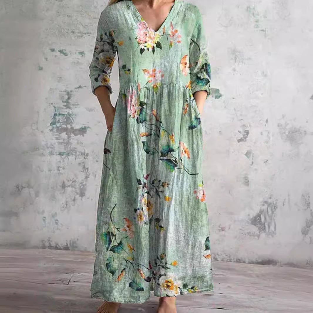 Ivory - Rochie Maxi Boho cu Flori