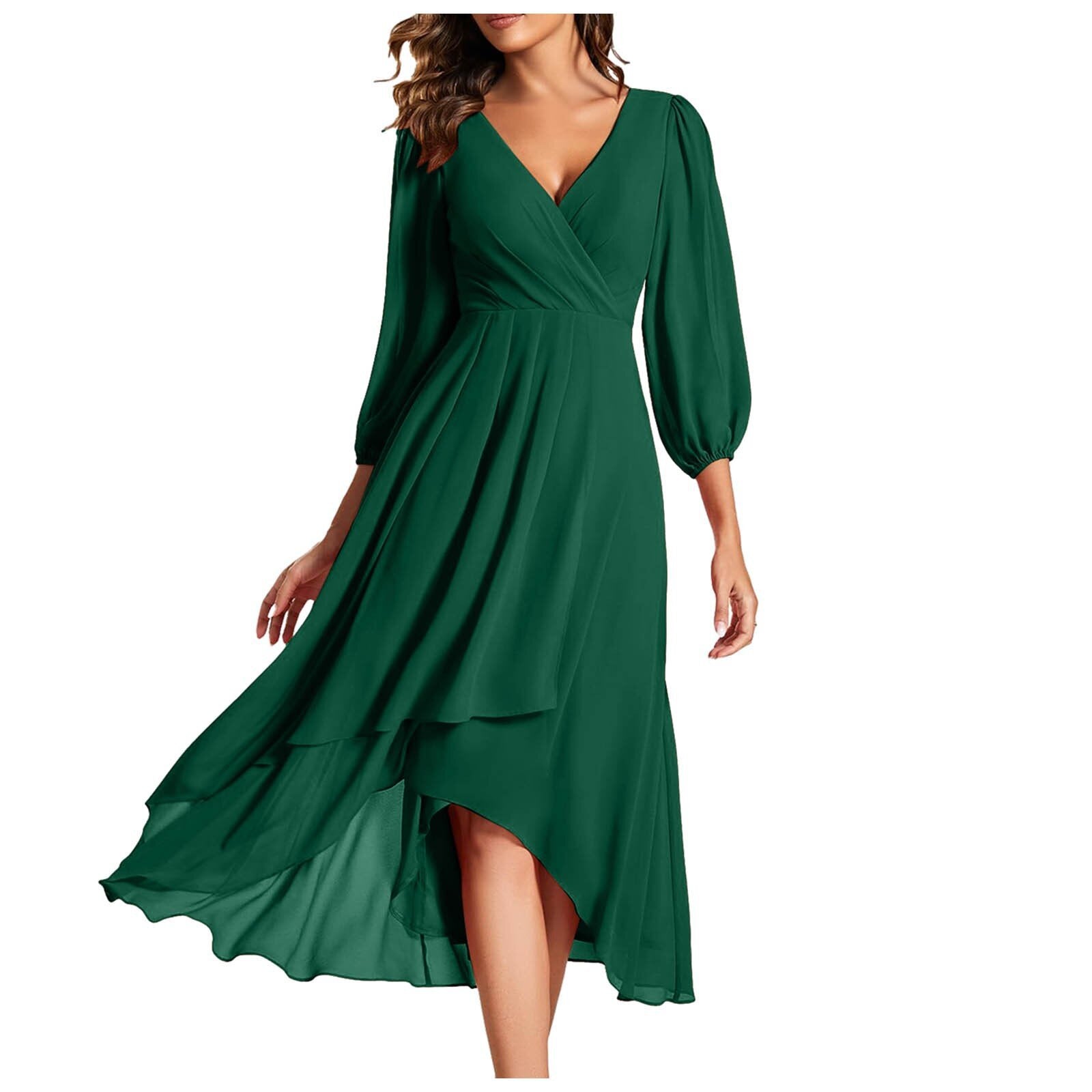 Avenya – Rochie Midi de Damă Elegantă cu Decolteu în V