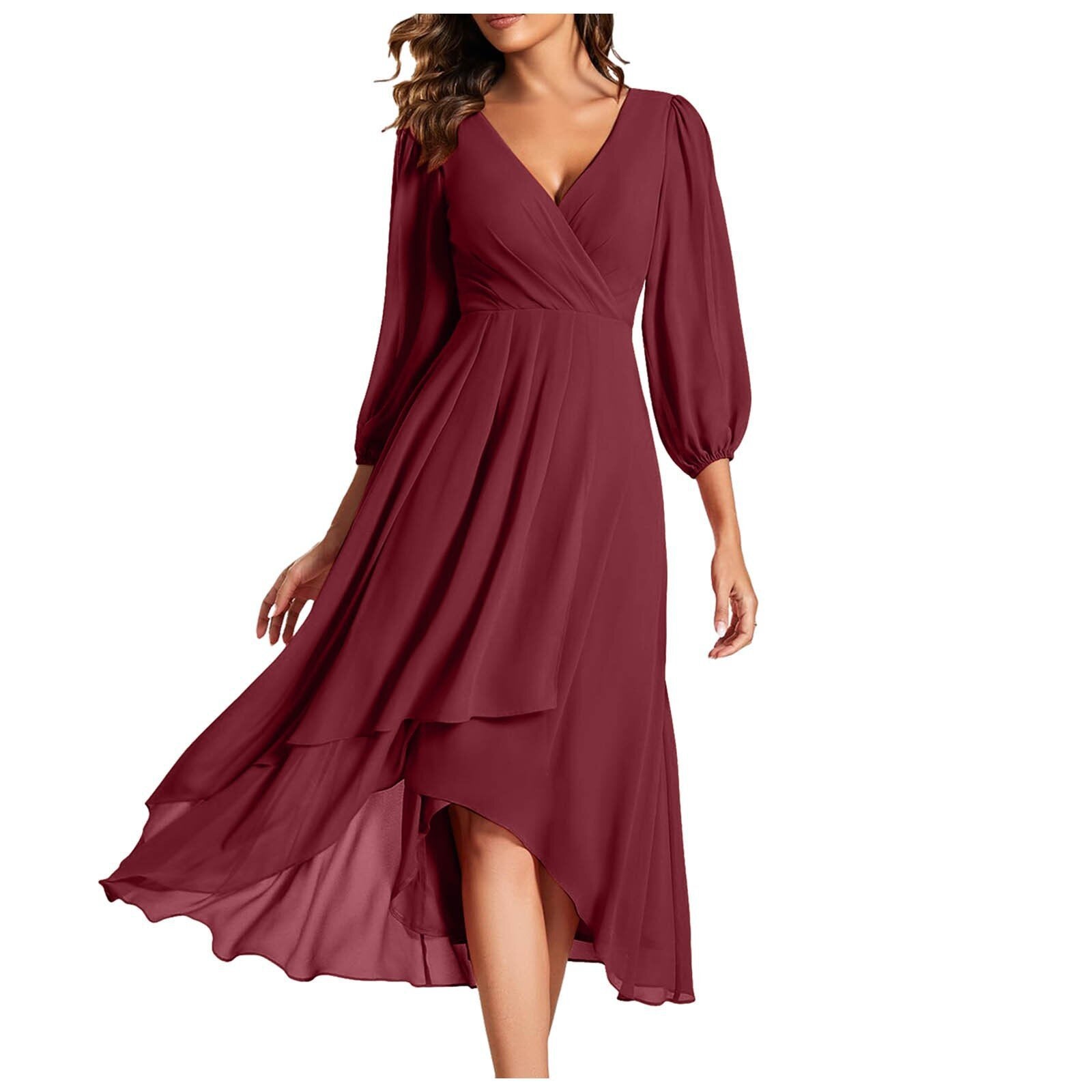 Avenya – Rochie Midi de Damă Elegantă cu Decolteu în V