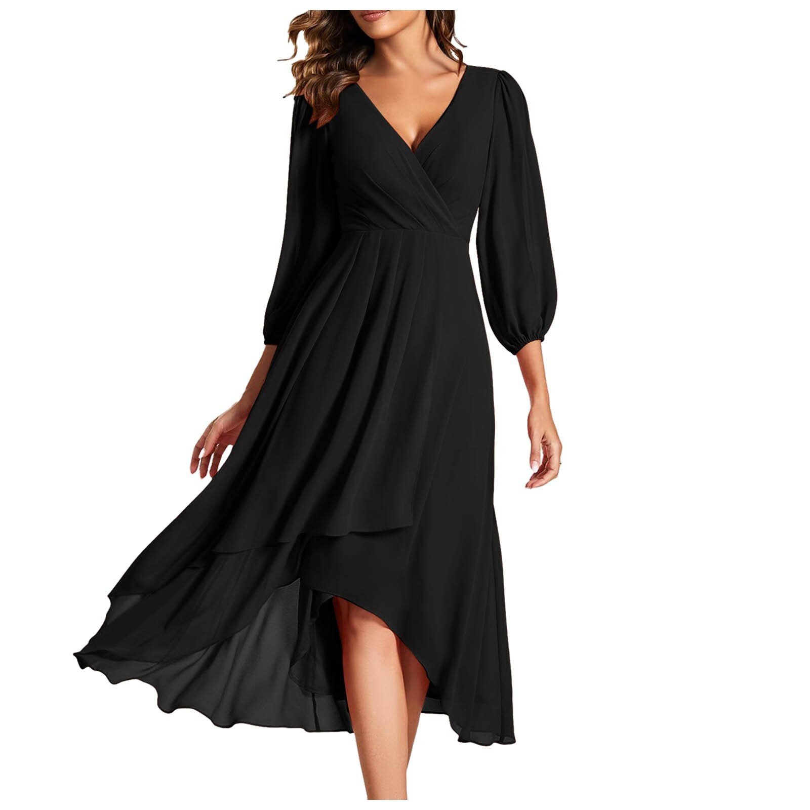 Avenya – Rochie Midi de Damă Elegantă cu Decolteu în V