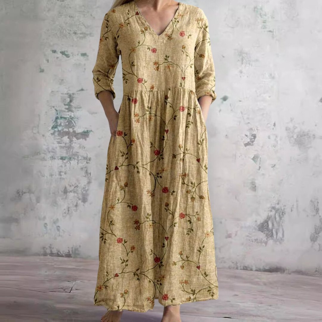 Ivory - Rochie Maxi Boho cu Flori