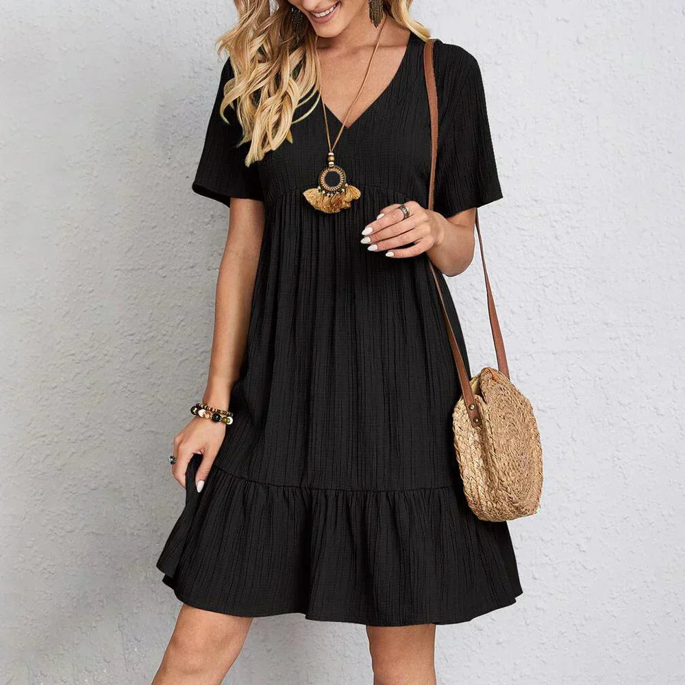 Hadley - Rochie Mini Boho Chic cu Volane