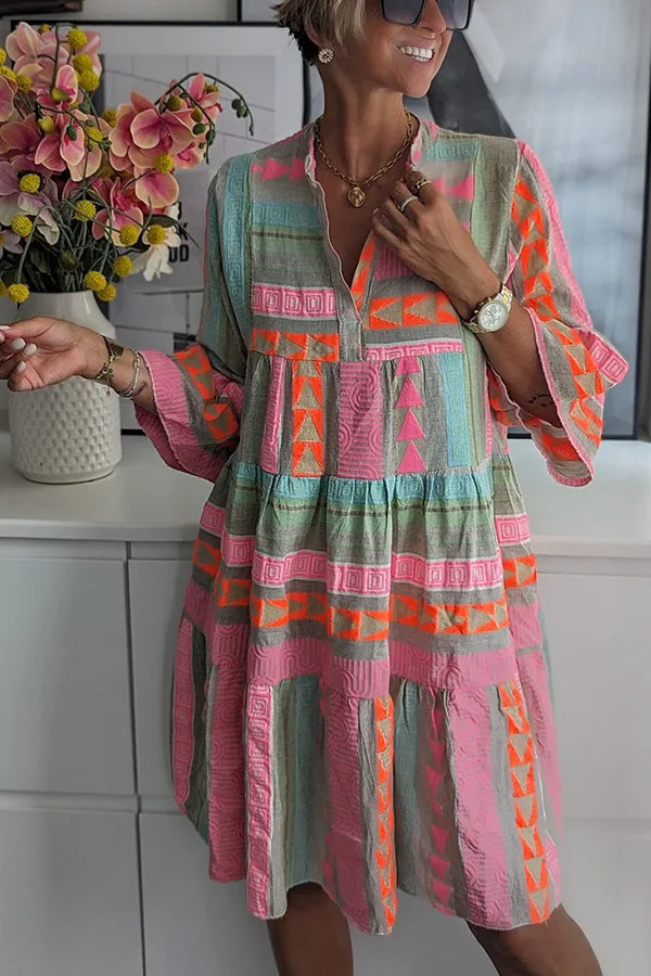 Julia | Rochie Boho tip swing cu volane