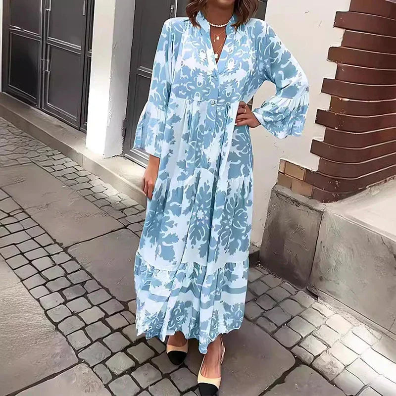 Ophelia - Rochie Maxi Boho cu Mâneci Evazate