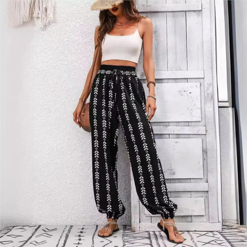 Iris | Pantaloni Boho Relaxați cu Talie Elastică