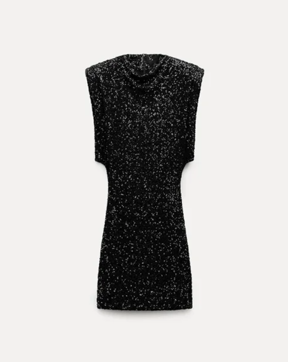 Halle - Rochie Mini O-Neck Slim Fit cu Paiete
