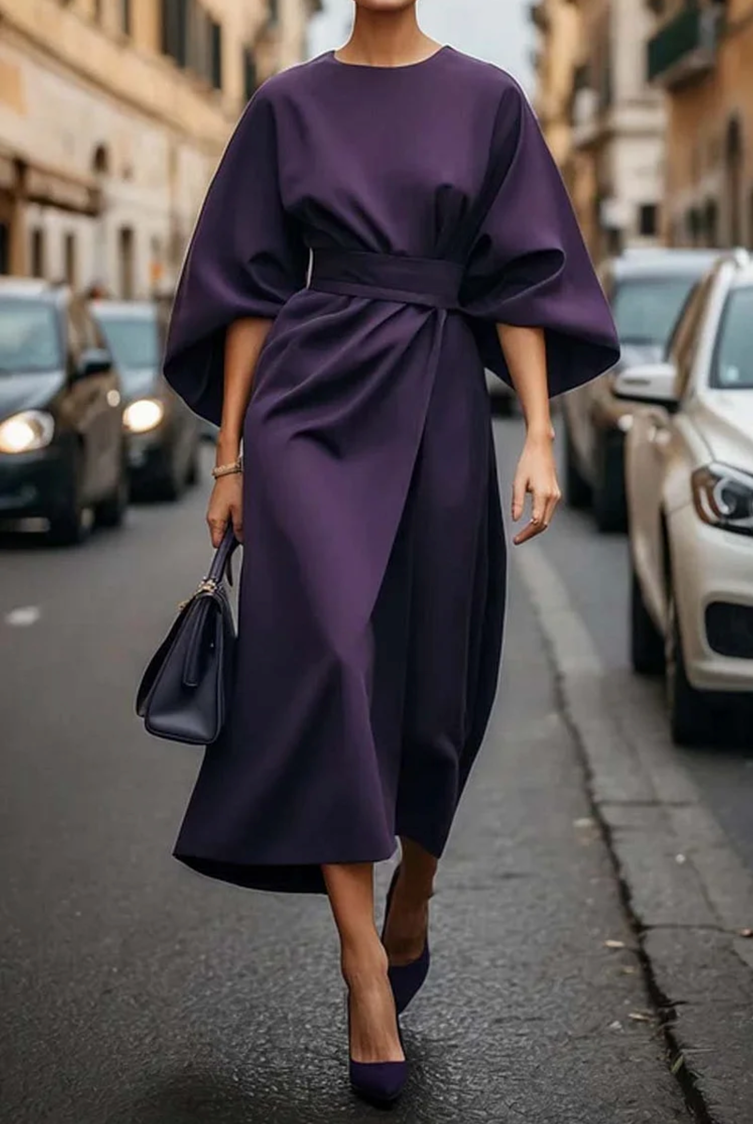 Serena Noir – Rochie Midi Elegantă de Seară