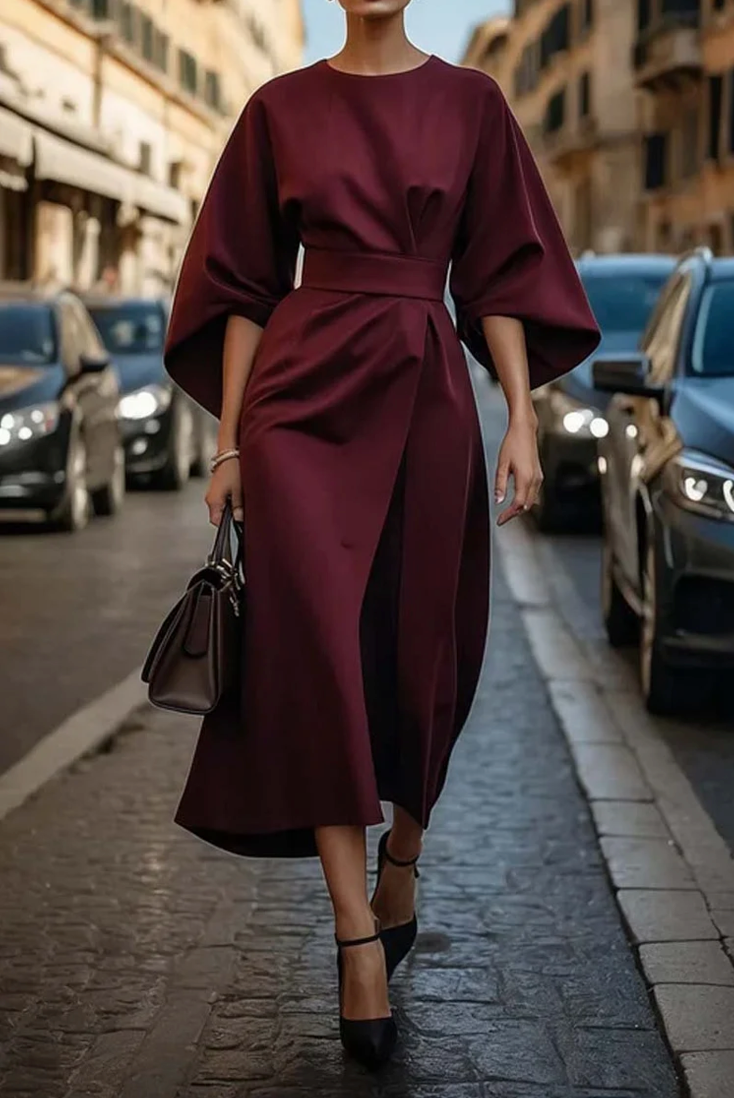 Serena Noir – Rochie Midi Elegantă de Seară