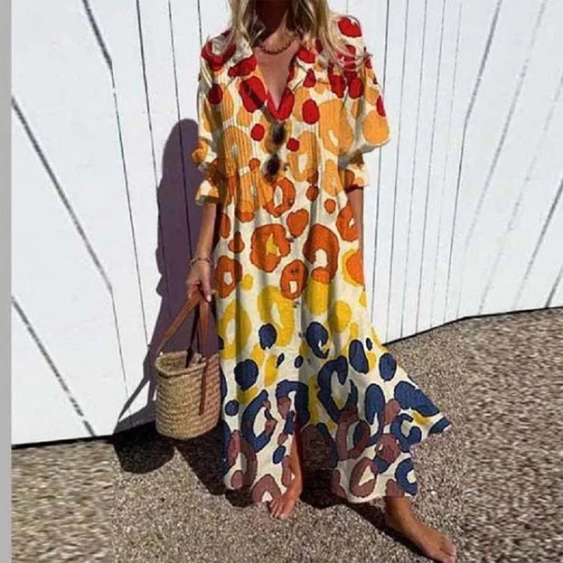 Cassidy - Rochie Maxi cu Mâneci Puff în Stil Boho