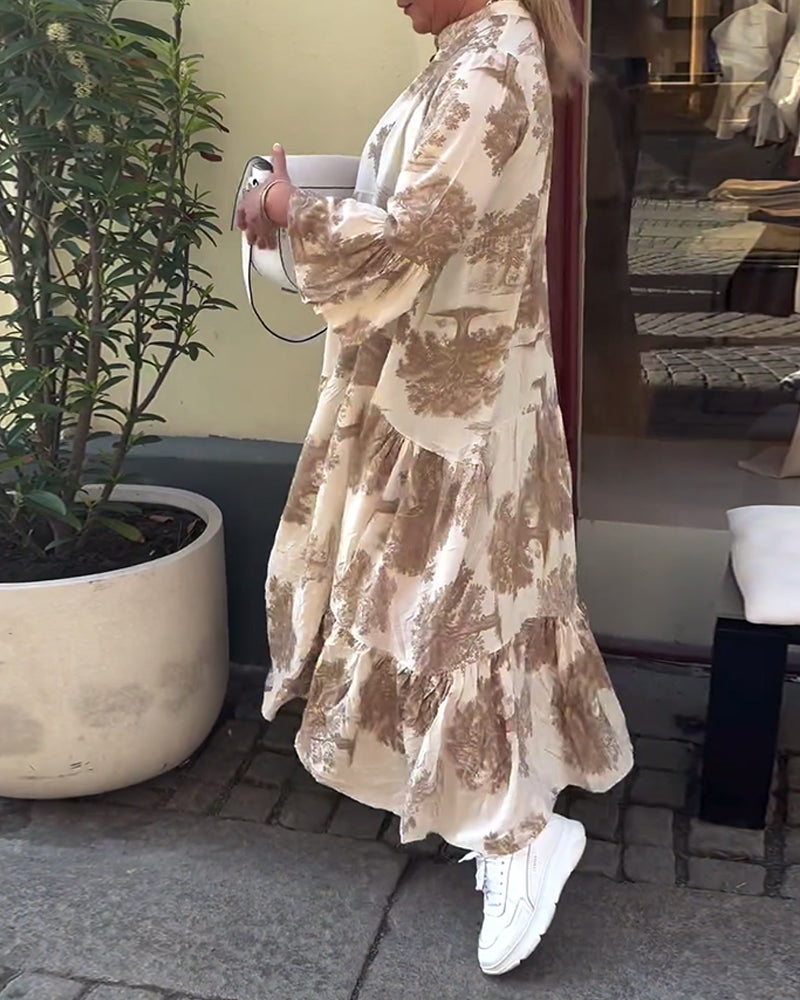 Giavanna - Rochie lungă imprimată cu mâneci evazate casual