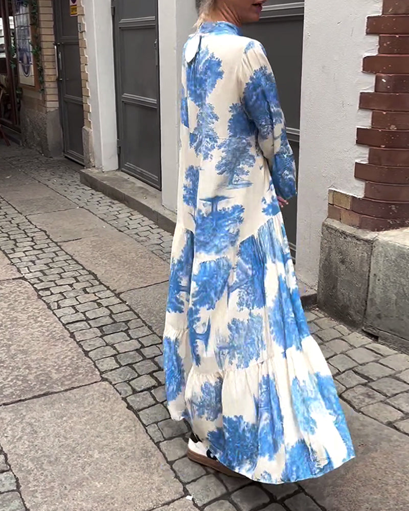 Giavanna - Rochie lungă imprimată cu mâneci evazate casual