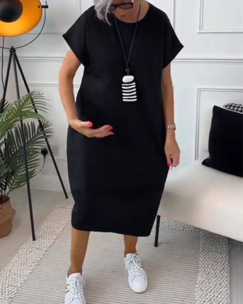 Cleo - Rochie Elegantă cu Mâneci Scurte