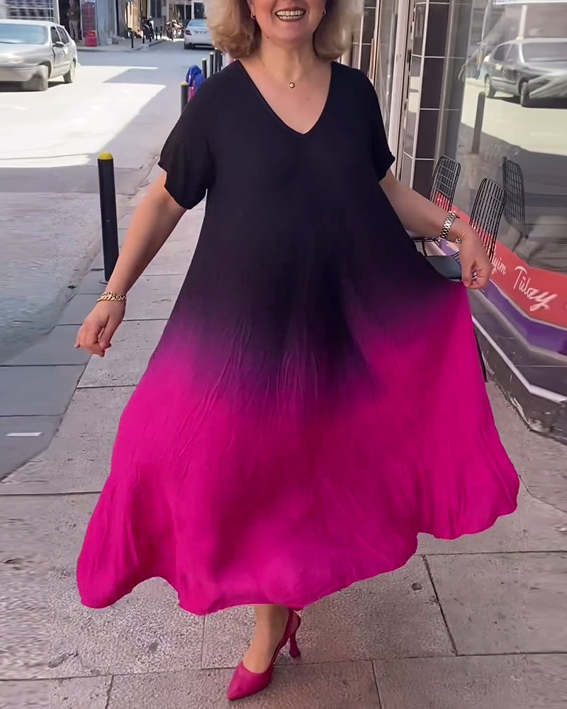 Joan - Rochie Maxi Flowy cu Gradient de Vară