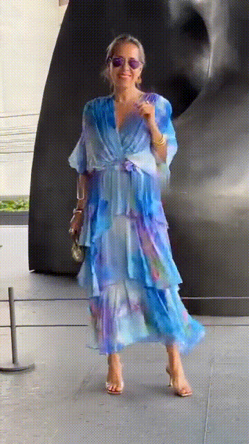 Nysa - Rochie din chiffon cu flori în straturi pentru primăvară