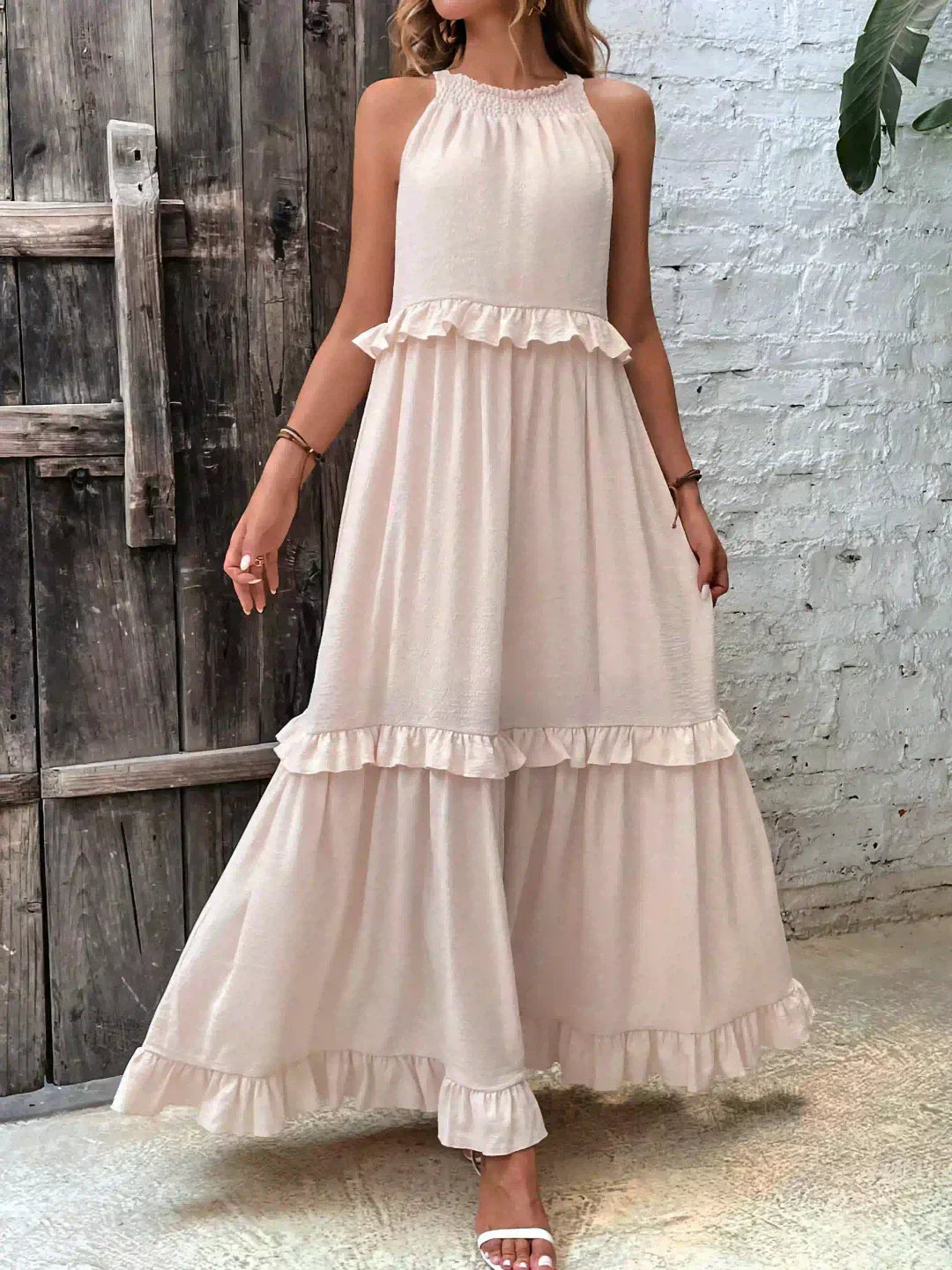 Landry - Rochie fără mâneci cu volane elegante