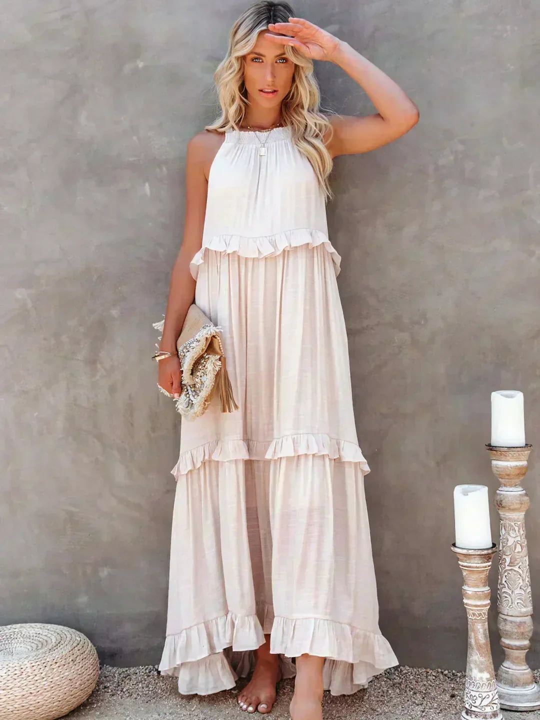 Landry - Rochie fără mâneci cu volane elegante