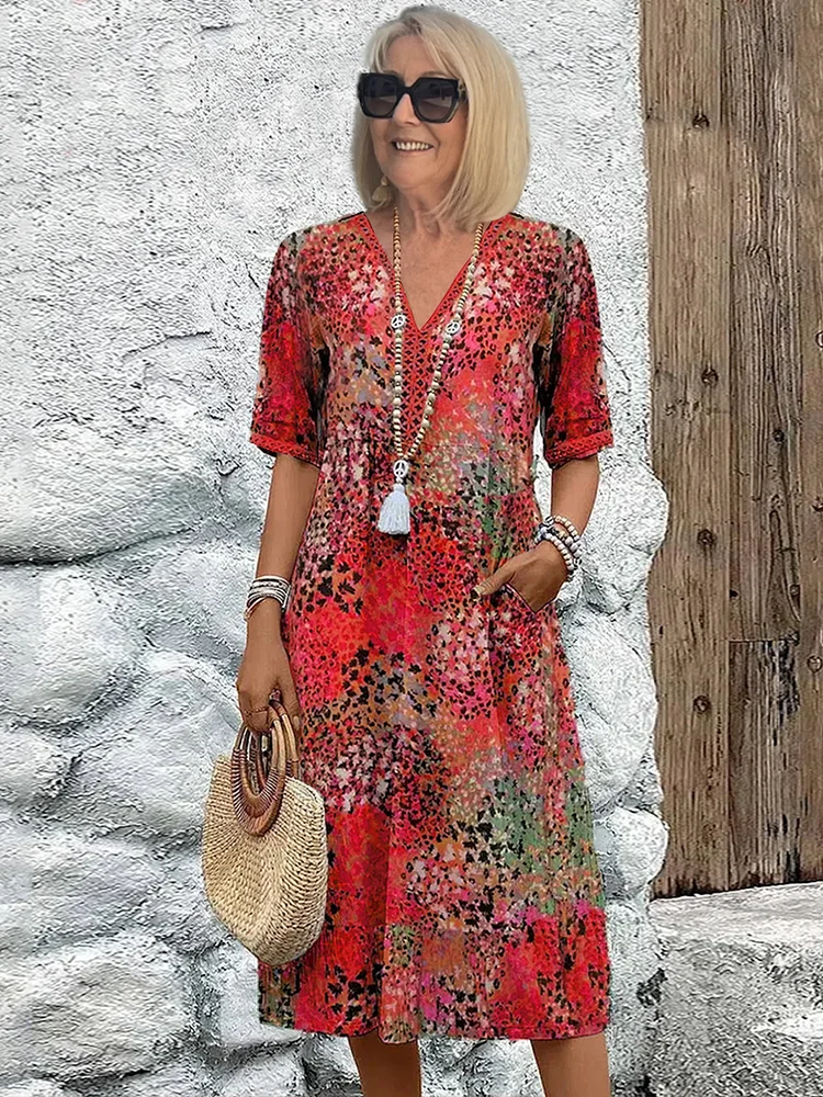 Christina | Rochie midi vibrantă