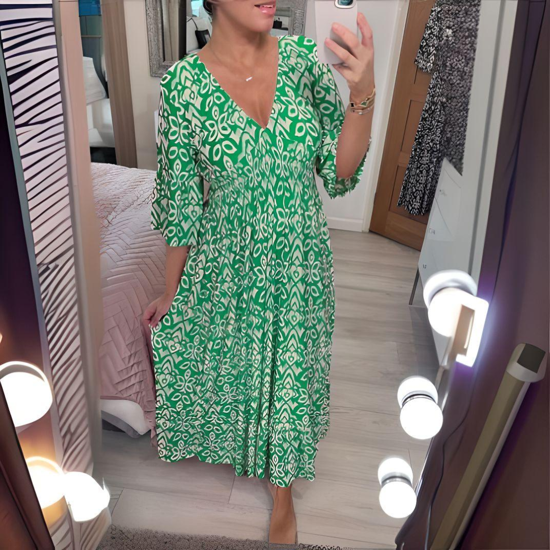 Malina - Rochie Lungă de Plajă cu Mâneci Flare de Vară