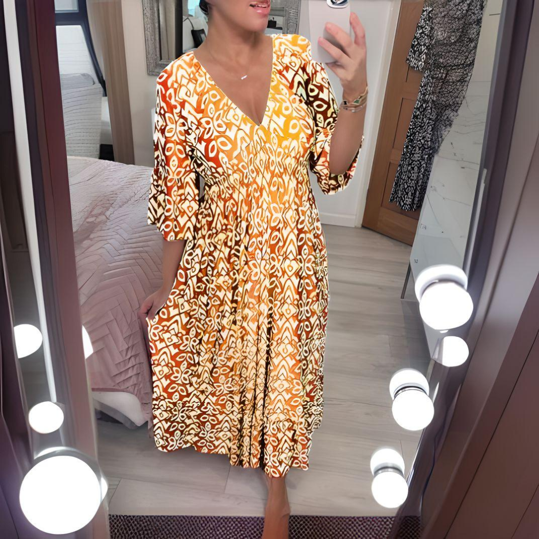 Malina - Rochie lungă de plajă cu mâneci evazate pentru vară