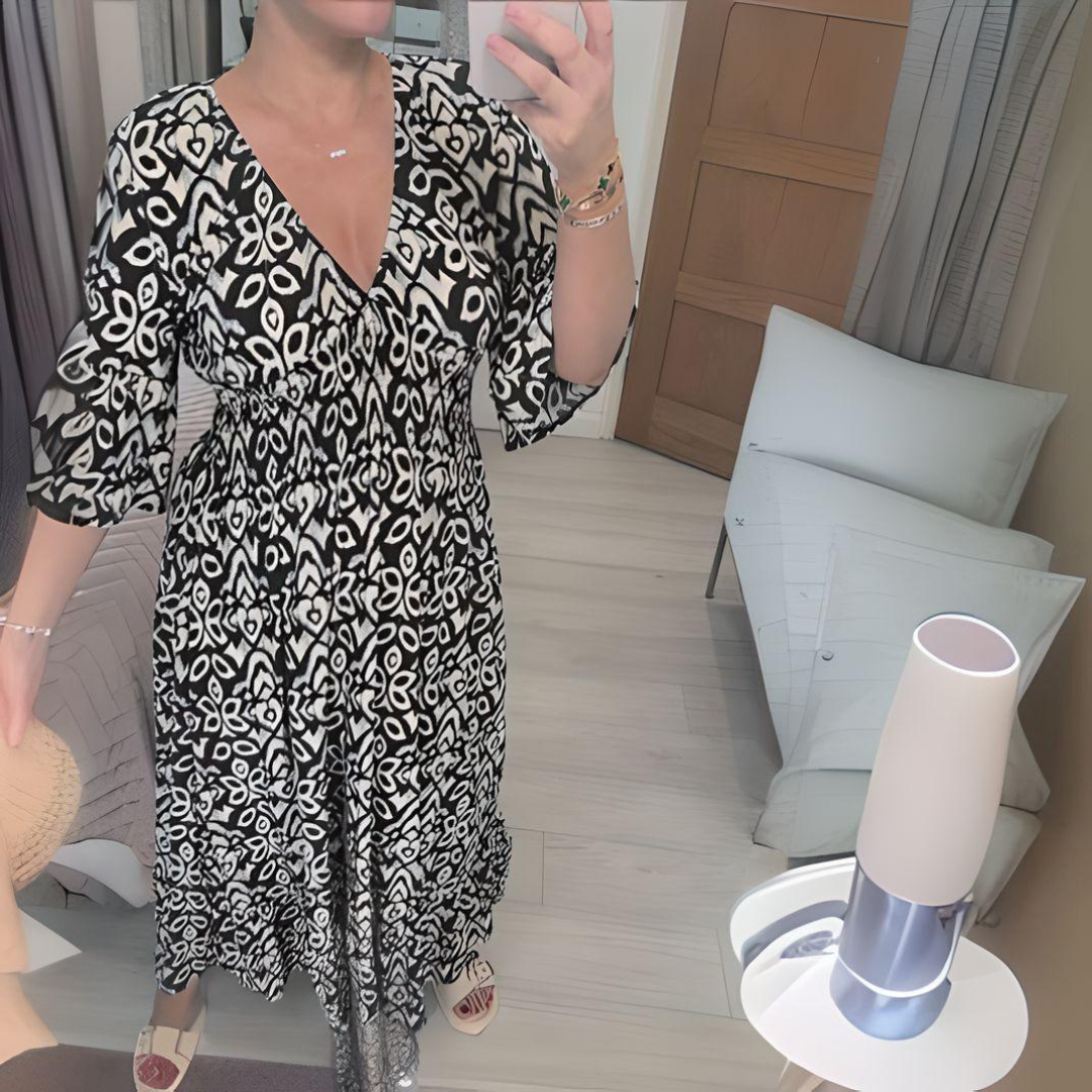 Malina - Rochie lungă de plajă cu mâneci evazate pentru vară